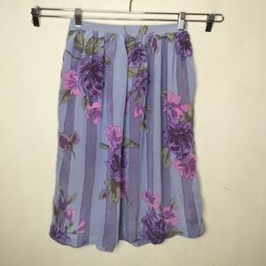 Vtg Carole Little Silk Floral Pleated Skirt Feminine Romantic